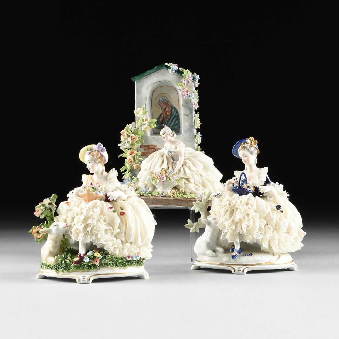 A GROUP OF THREE CONTINENTAL DRESDEN STYLE PORCELAIN (1 of 16)