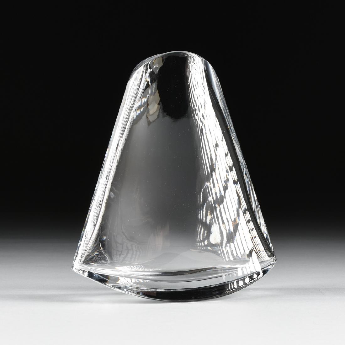 A CASED BACCARAT CLEAR CRYSTAL MODERNIST VASE, FRENCH, (1 of 8)