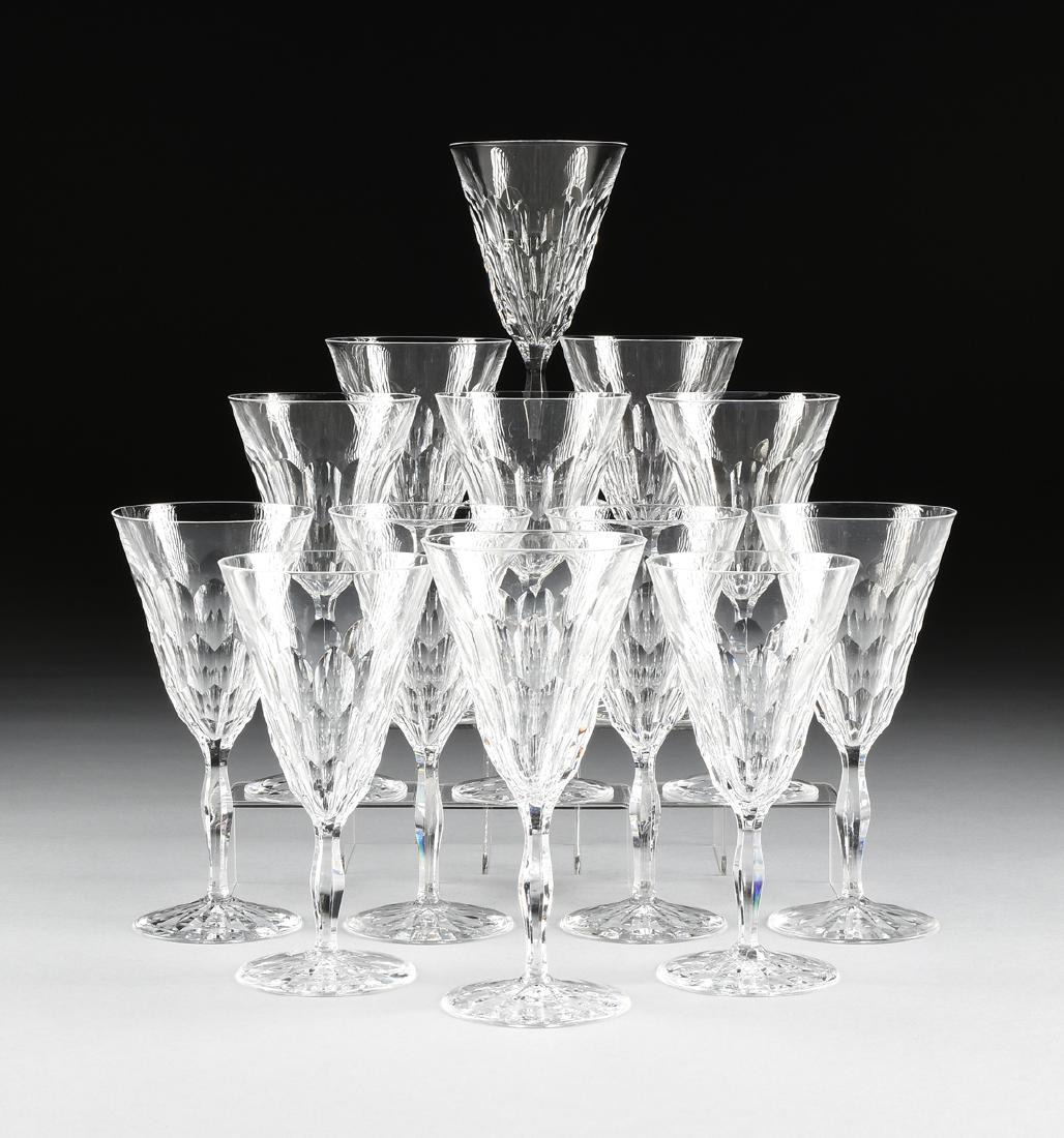 A SET OF THIRTEEN ORREFORS CUT CRYSTAL WATER GOBLETS IN (1 of 6)