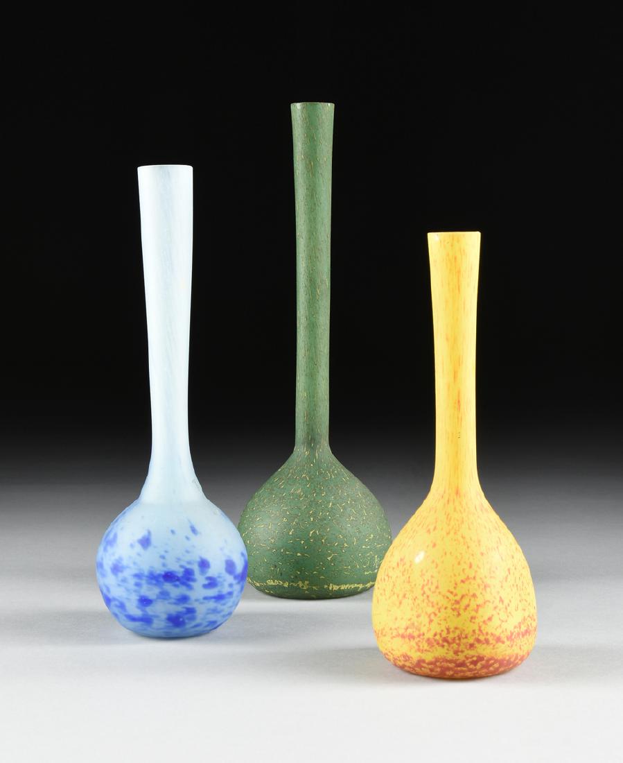 A Group Of Three Italian Hand Blown Cased Glass Vases Oct 15