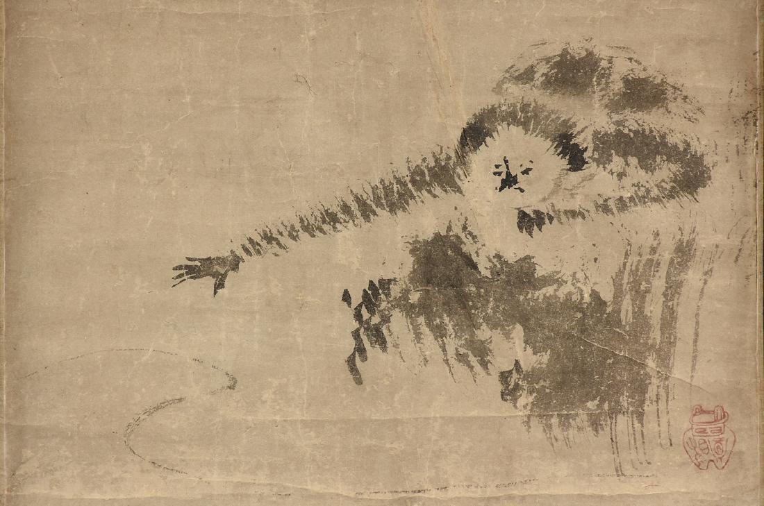 after KANO TANYU (Japanese 1602-1674) A ZEN INK ON SILK (1 of 9)