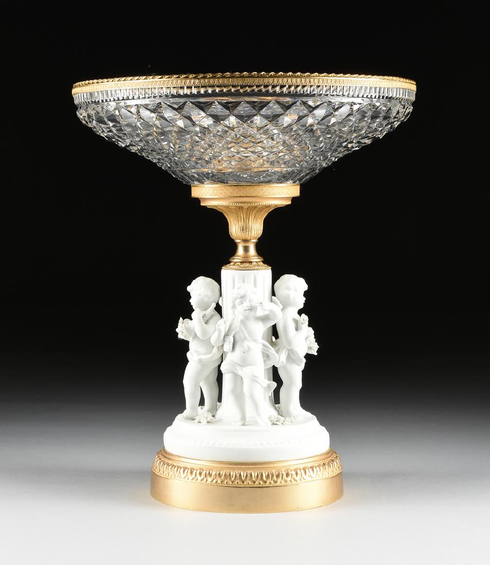 A FRENCH GILT BRONZE MOUNTED CUT CRYSTAL AND BISQUE (1 of 9)