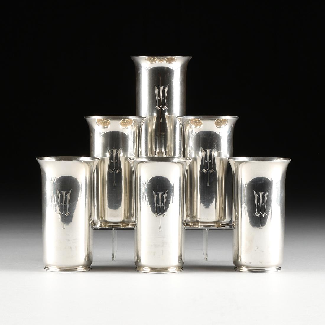 A SET OF SIX REED & BARTON STERLING SILVER TUMBLERS, (1 of 4)