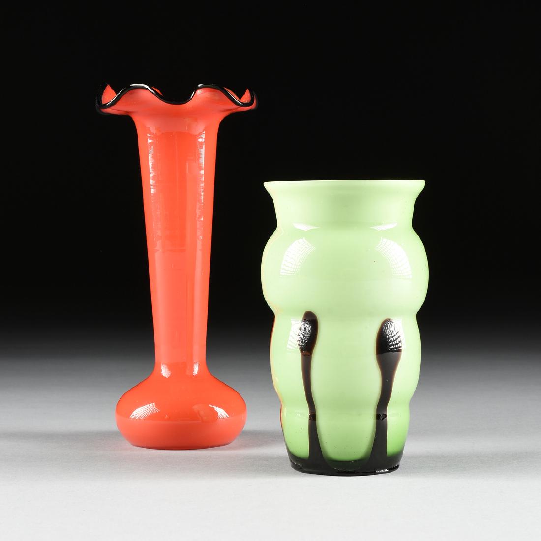 A GROUP OF TWO CASED ART GLASS VASES, CIRCA 1925-1930, (1 of 7)