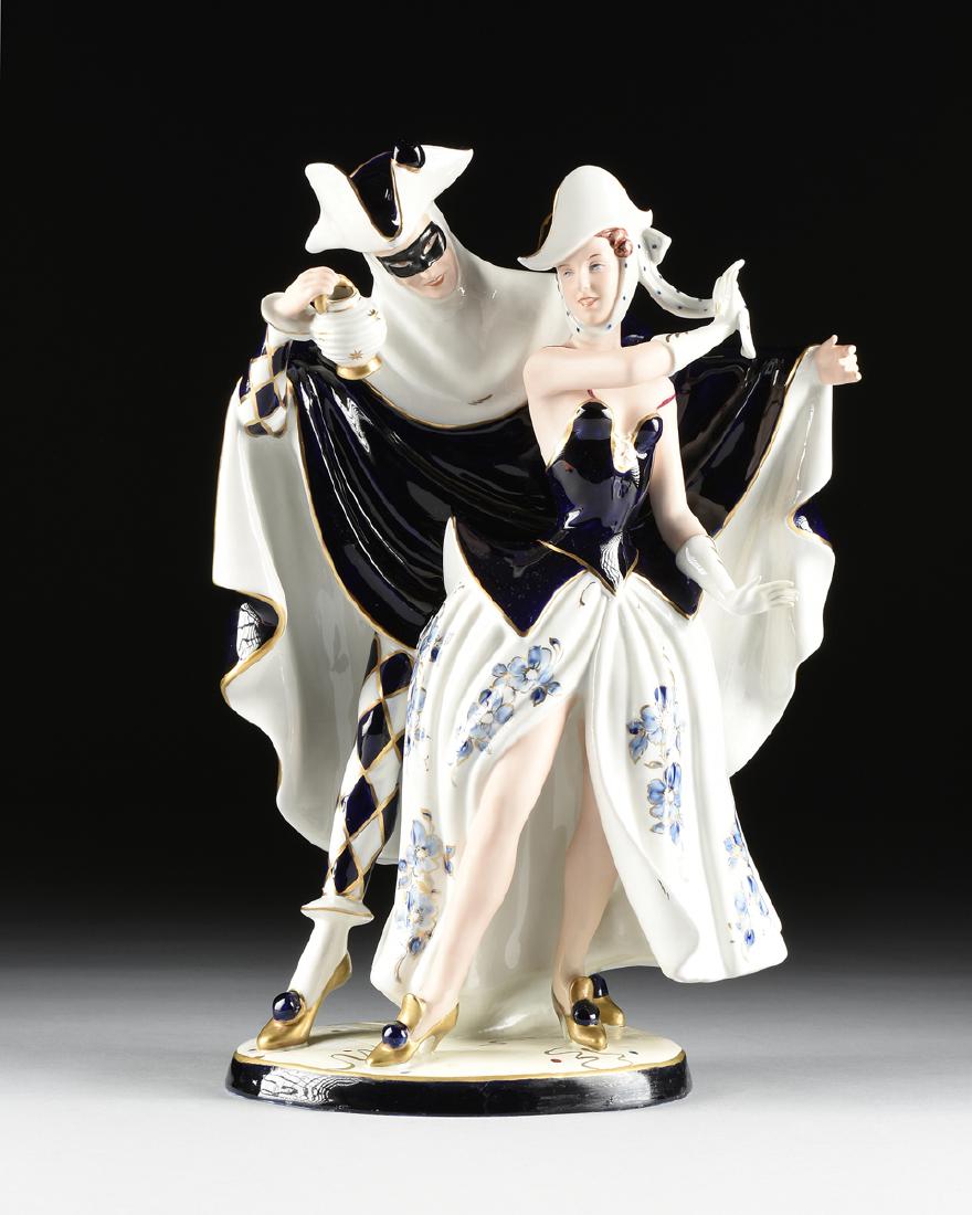 A LARGE ROYAL DUX BOHEMIA PARCEL GILT COBALT AND WHITE (1 of 10)