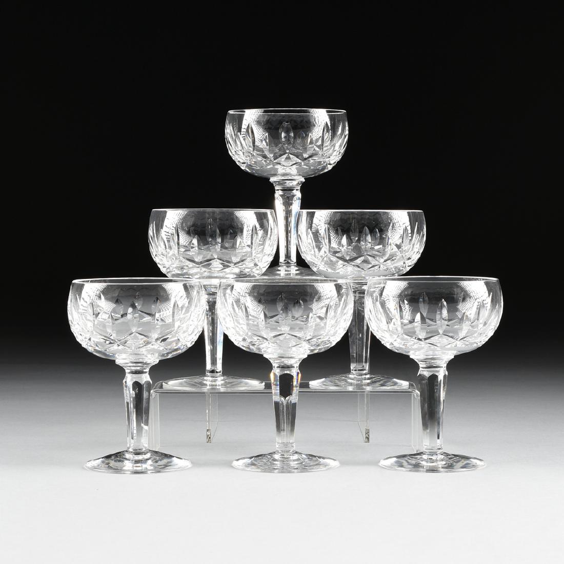 A SET OF SIX WATERFORD CUT CRYSTAL CHAMPAGNE (1 of 6)