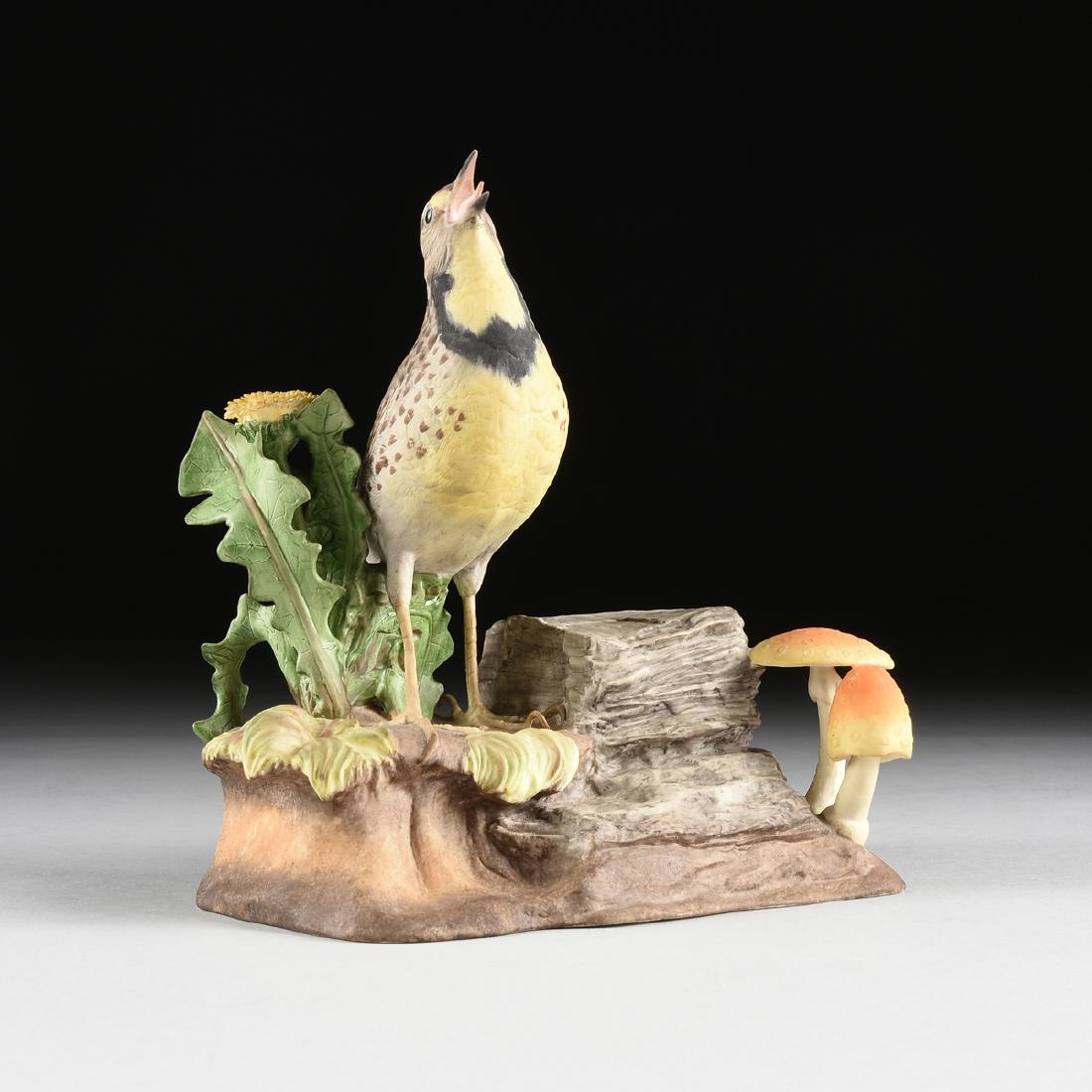 EDWARD MARSHALL BOEHM (American 1913-1969) A LIMITED: EDWARD MARSHALL BOEHM (American 1913-1969) A LIMITED EDITION POLYCHROME ENAMEL DECORATED BISQUE PORCELAIN FIGURE "MEADOWLARK," MODEL NO. 435, FOR BOEHM PORCELAIN CO., TRENTON, NEW JERSEY, CIRCA 1965,