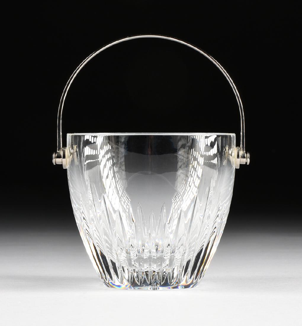 A CASED BACCARAT CUT CRYSTAL ICE BUCKET WITH SILVERED (1 of 5)
