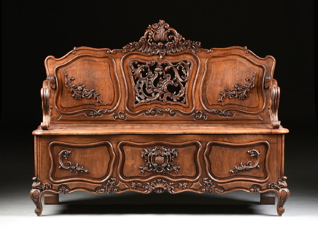 A LOUIS XV PROVINCIAL STYLE PARQUETRY INLAID CARVED OAK (1 of 12)