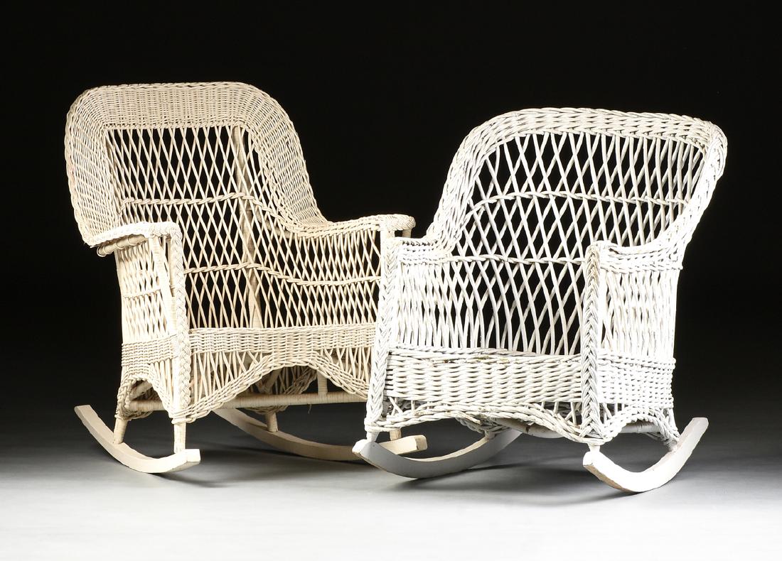 TWO AMERICAN BAR HARBOR STYLE ARMCHAIR ROCKERS, (1 of 11)