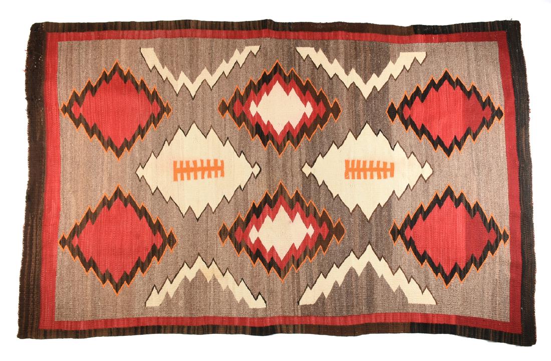 A NAVAJO HAND WOVEN WOOL RUG, RED MESA OR GANADO (1 of 9)