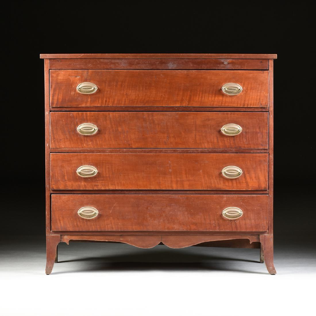 AN AMERICAN HEPPLEWHITE STYLE CURLY MAPLE CHEST OF (1 of 7)