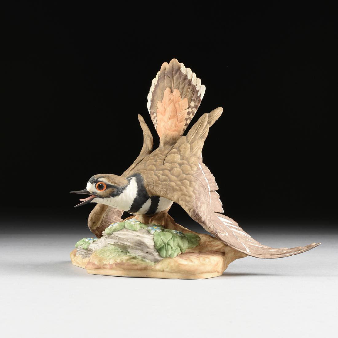 EDWARD MARSHALL BOEHM (American 1913-1969) A LIMITED: EDWARD MARSHALL BOEHM (American 1913-1969) A LIMITED EDITION POLYCHROME ENAMEL DECORATED BISQUE PORCELAIN FIGURE "KILLDEER," MODEL NO. 473L, FOR BOEHM PORCELAIN CO., TRENTON, NEW JERSEY, ISSUED 1964,