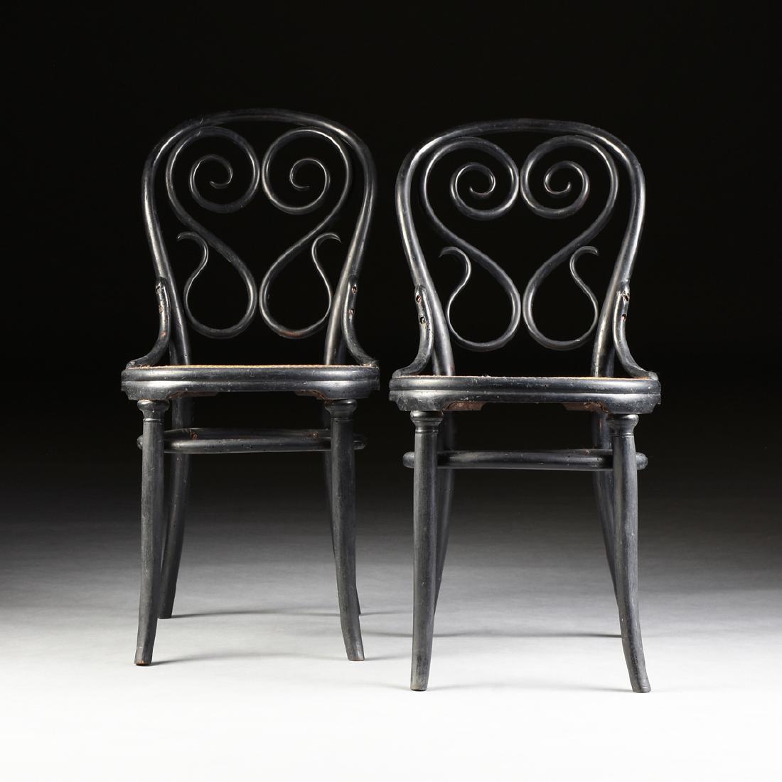 A PAIR OF ART NOUVEAU GEBRUDER THONET EBONIZED BEECH (1 of 10)