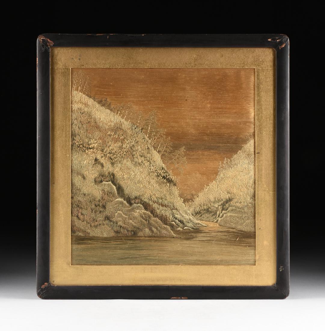 A JAPANESE SILK LANDSCAPE, MEIJI PERIOD (1868-1912), (1 of 9)