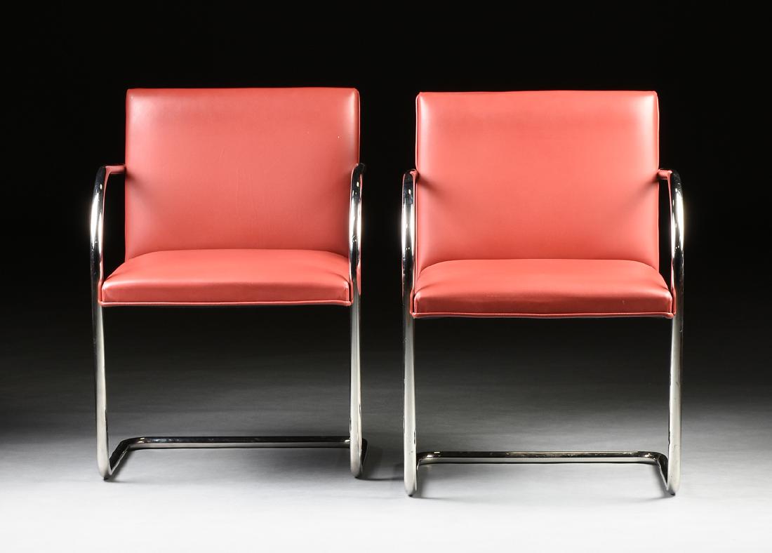 MIES VAN DER ROHE (German/American 1886-1969) and LILLY: MIES VAN DER ROHE (German/American 1886-1969) and LILLY REICH (German 1885-1947) A SET OF SIX LEATHER UPHOLSTERED TUBULAR STEEL ARMCHAIRS DESIGNED FOR THE TUGENDHAT HOUSE, BRNO, CZECHOSLOVAKIA, design