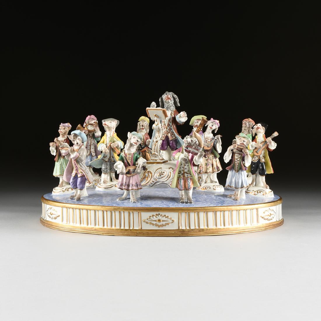 A LARGE FRENCH PAINTED PORCELAIN FIGURAL GROUP OF THE (1 of 12)
