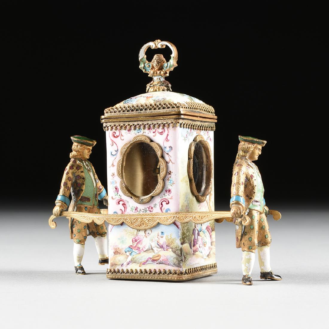 A VIENNESE MINIATURE FAUX JEWELED AND ENAMEL SEDAN (1 of 11)