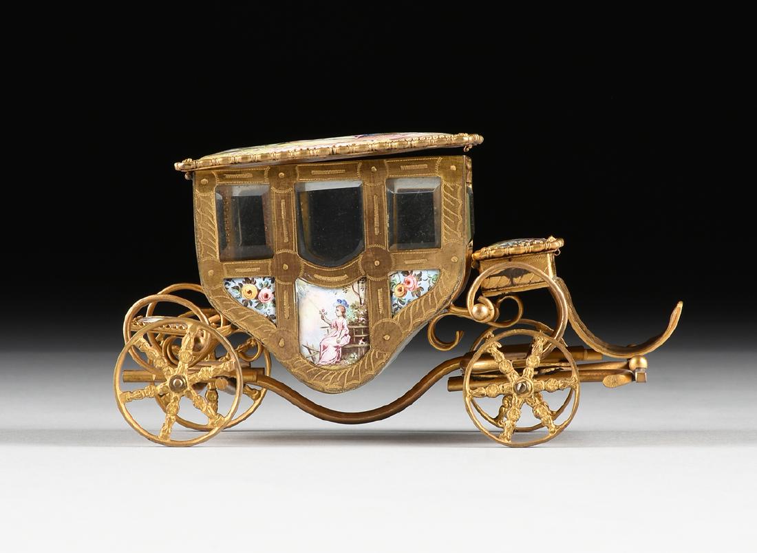 AN AUSTRIAN MINIATURE ENAMEL PANEL MOUNTED GILT METAL (1 of 10)