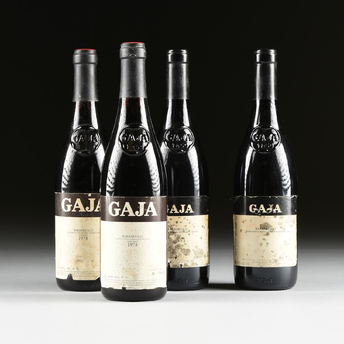 A GROUP OF FOUR BOTTLES OF GAJA BARBARESCO DOCG WINE,: A GROUP OF FOUR BOTTLES OF GAJA BARBARESCO DOCG WINE, comprising two bottles of 1978 and two bottles of 1996; all bottles 750ml.