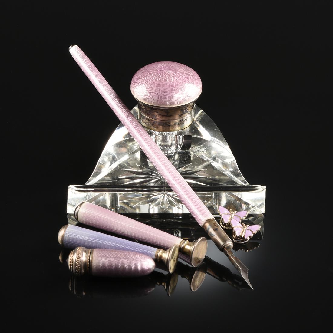 A SIX PIECE CONTINENTAL MATCHED SILVER AND GUILLOCHÉ (1 of 6)