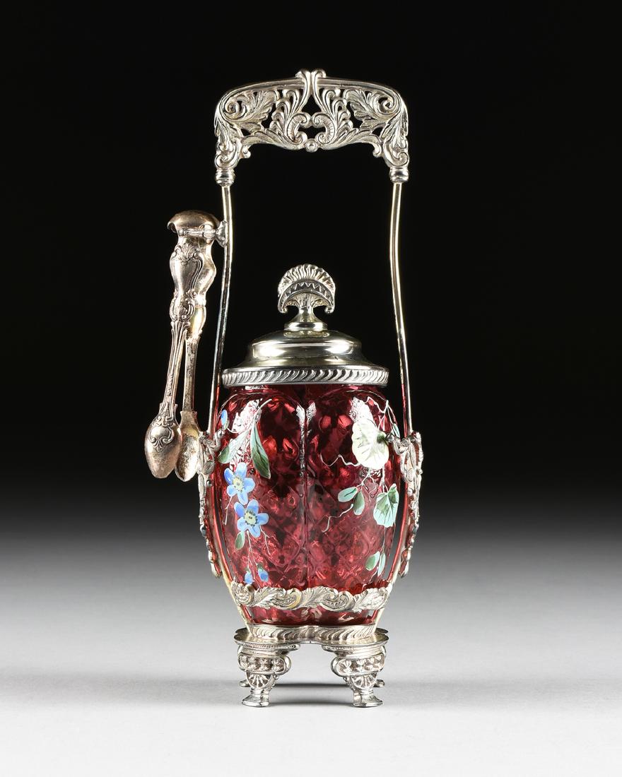 AN AMERICAN AESTHETIC PERIOD ENAMEL DECORATED QUILTED (1 of 11)