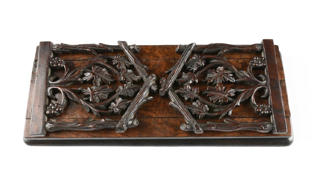 A BLACK FOREST CARVED MAHOGANY AND BURLED BLACK WALNUT (1 of 6)