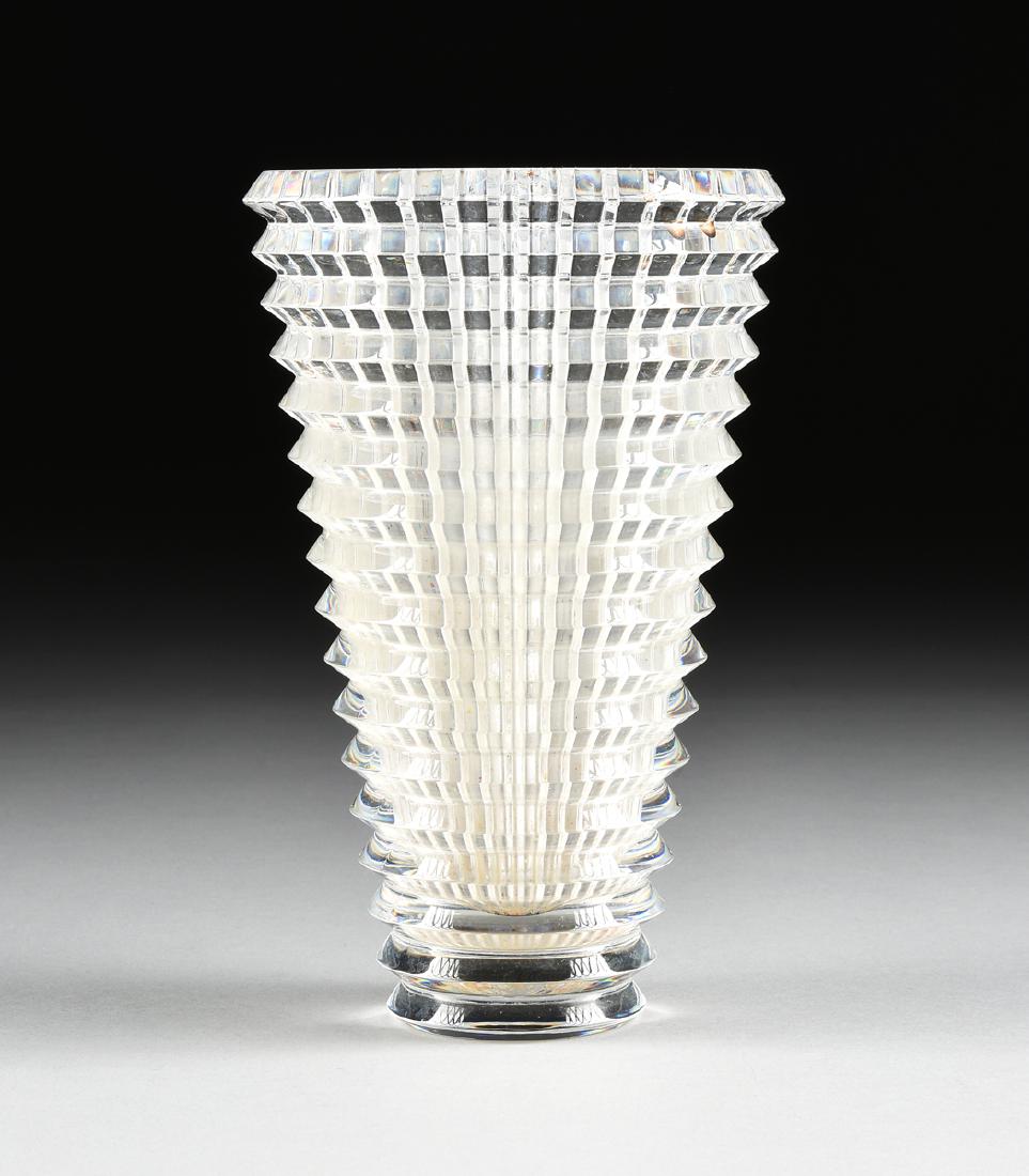 A BACCARAT CUT CRYSTAL VASE IN THE "EYE" PATTERN, (1 of 6)