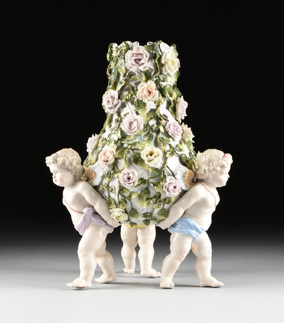 A LARGE GERMAN FLORAL ENCRUSTED AND PAINTED FIGURAL (1 of 11)
