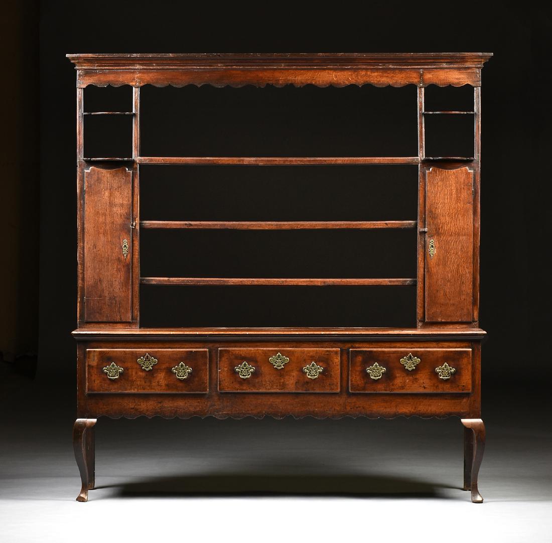 A GEORGE III QUEEN ANNE STYLE OAK AND ELM DRESSER, (1 of 13)