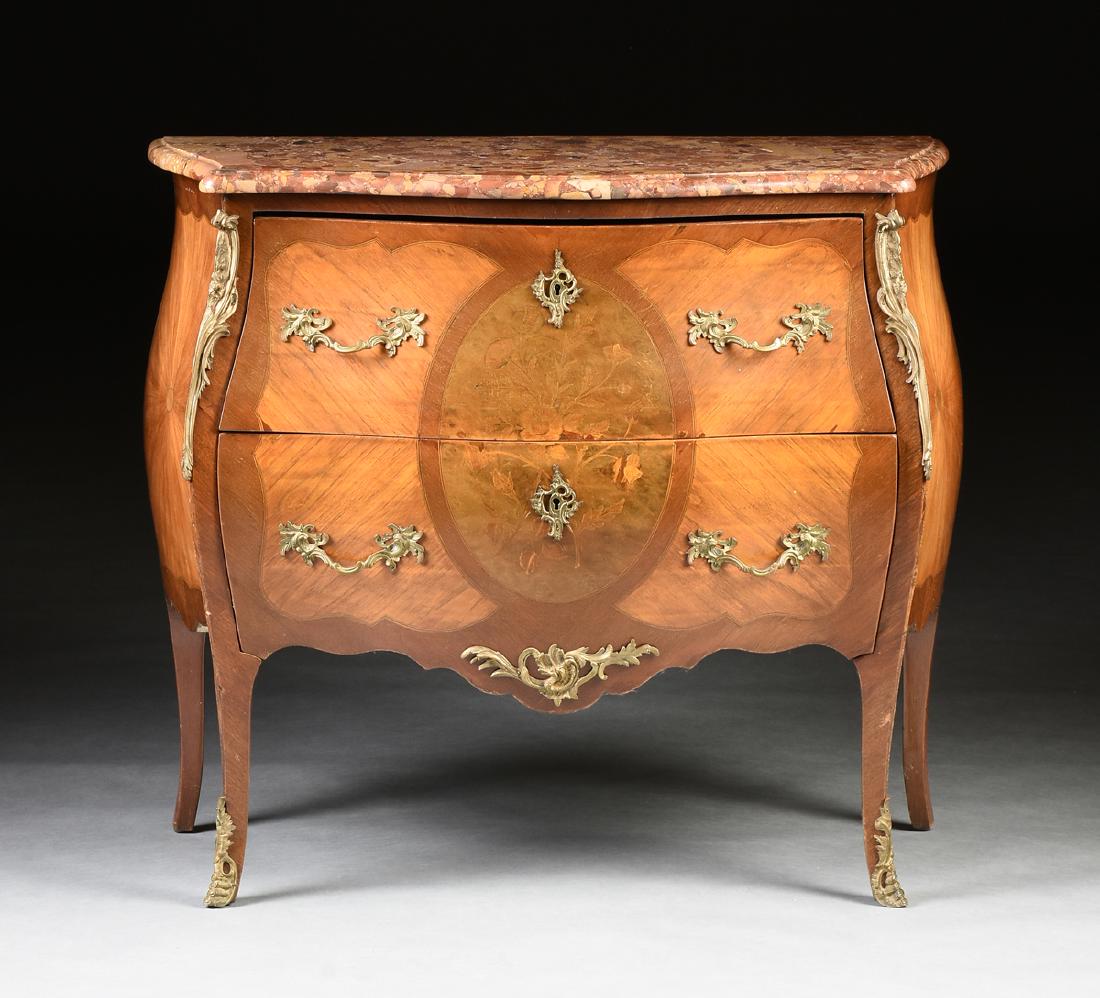 A FRENCH LOUIS XV STYLE MARQUETRY INLAID MIXED WOOD (1 of 12)