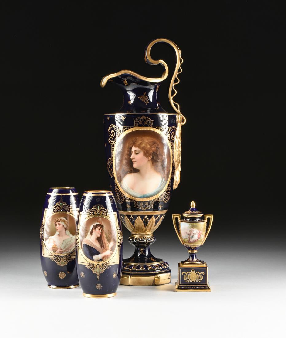 A GROUP OF FOUR ROYAL VIENNA STYLE PARCEL GILT COBALT (1 of 20)