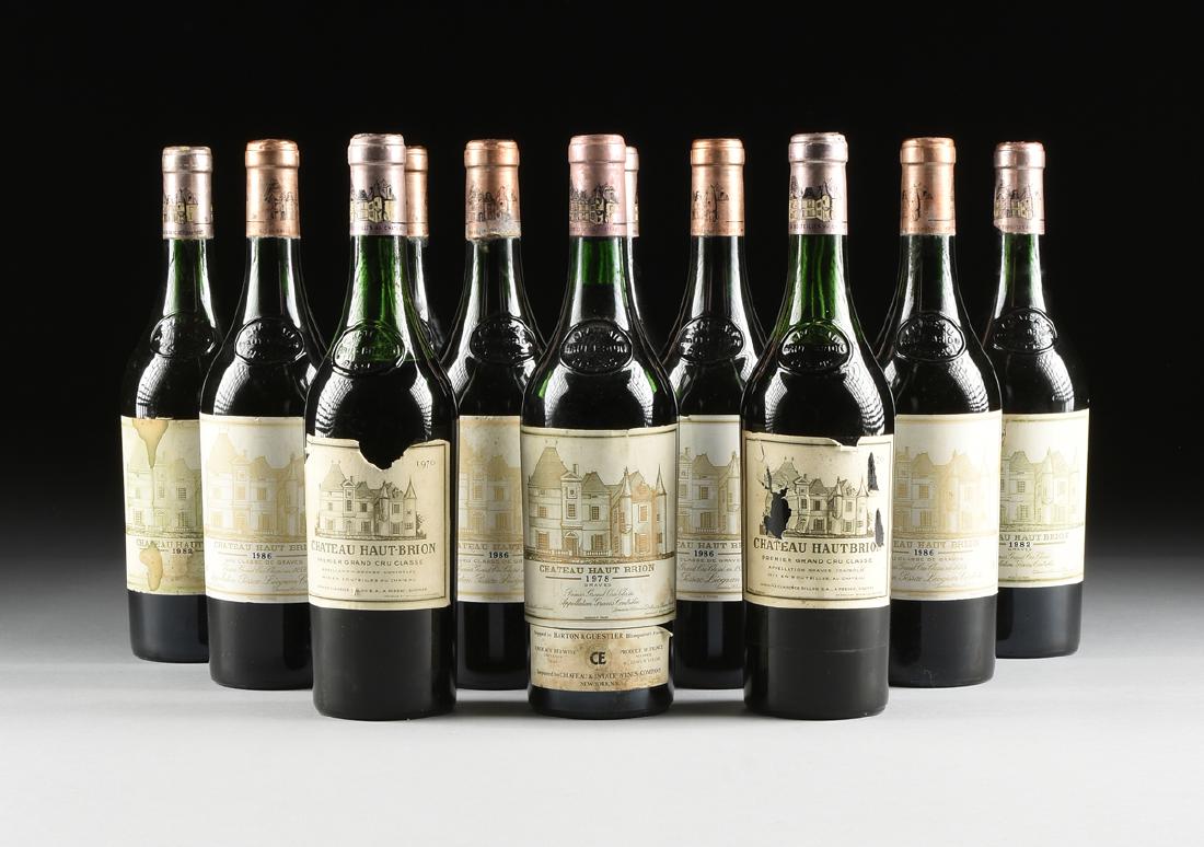 A GROUP OF TWELVE BOTTLES OF CHÂTEAU HAUT BRION WINE,: A GROUP OF TWELVE BOTTLES OF CHÂTEAU HAUT BRION WINE, comprising two bottles of 1970 Premier Grand Cru Classé; one bottle of 1978 Premier Grand Cru Classé; three bottles of 1982 Premier Grand Cru C