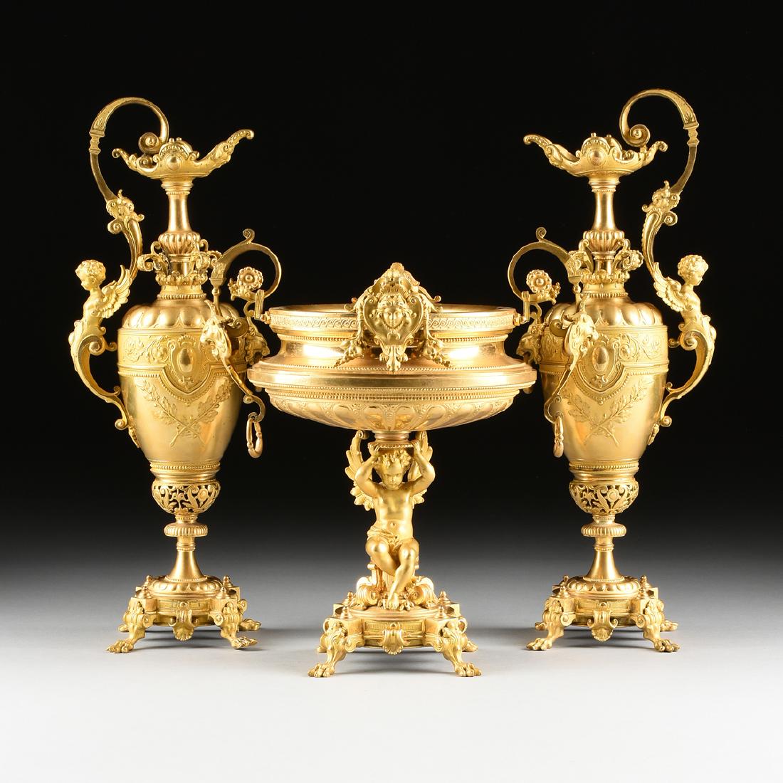 A THREE PIECE FRENCH NAPOLEON III STYLE TWO-TONE CAST (1 of 19)