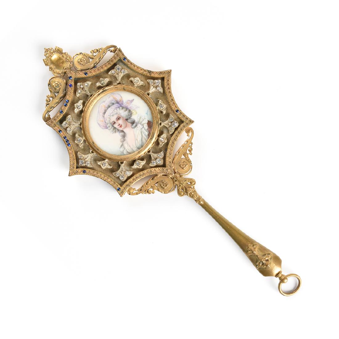 A LOUIS XVI REVIVAL FAUX JEWELED GILT METAL AND PAINTED (1 of 5)