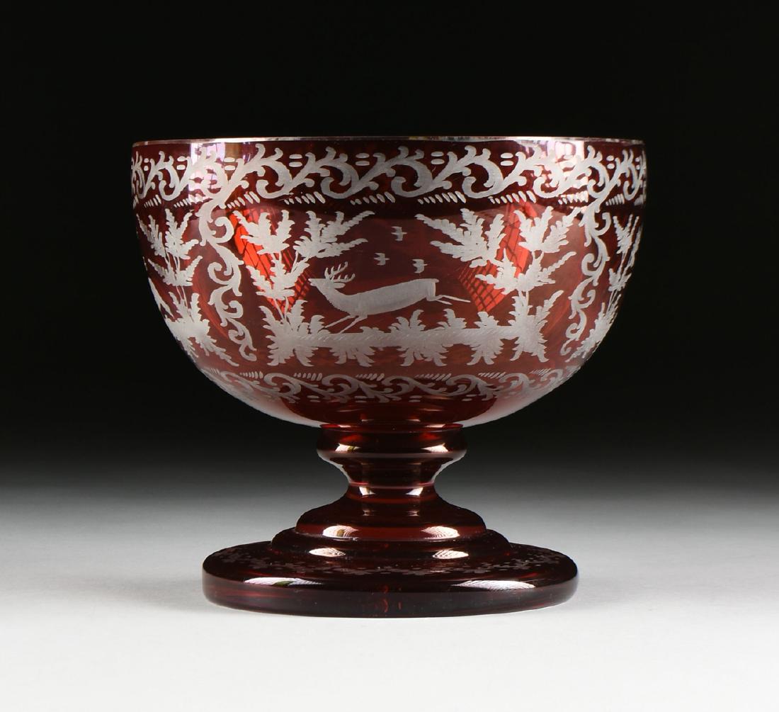 A GROUP OF TWO BOHEMIAN/CZECH RUBY CUT TO CLEAR GLASS