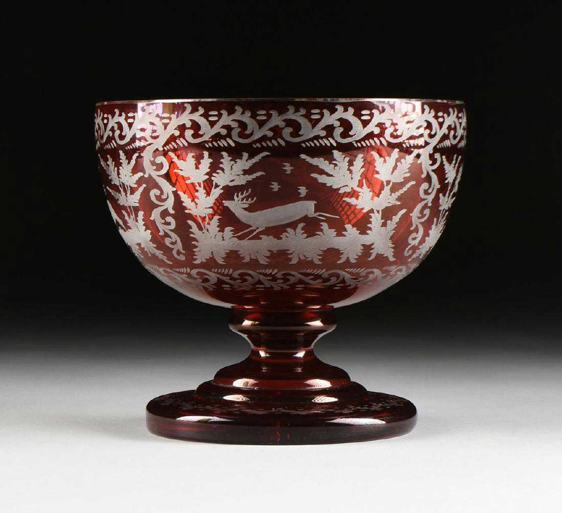 A GROUP OF TWO BOHEMIAN/CZECH RUBY CUT TO CLEAR GLASS