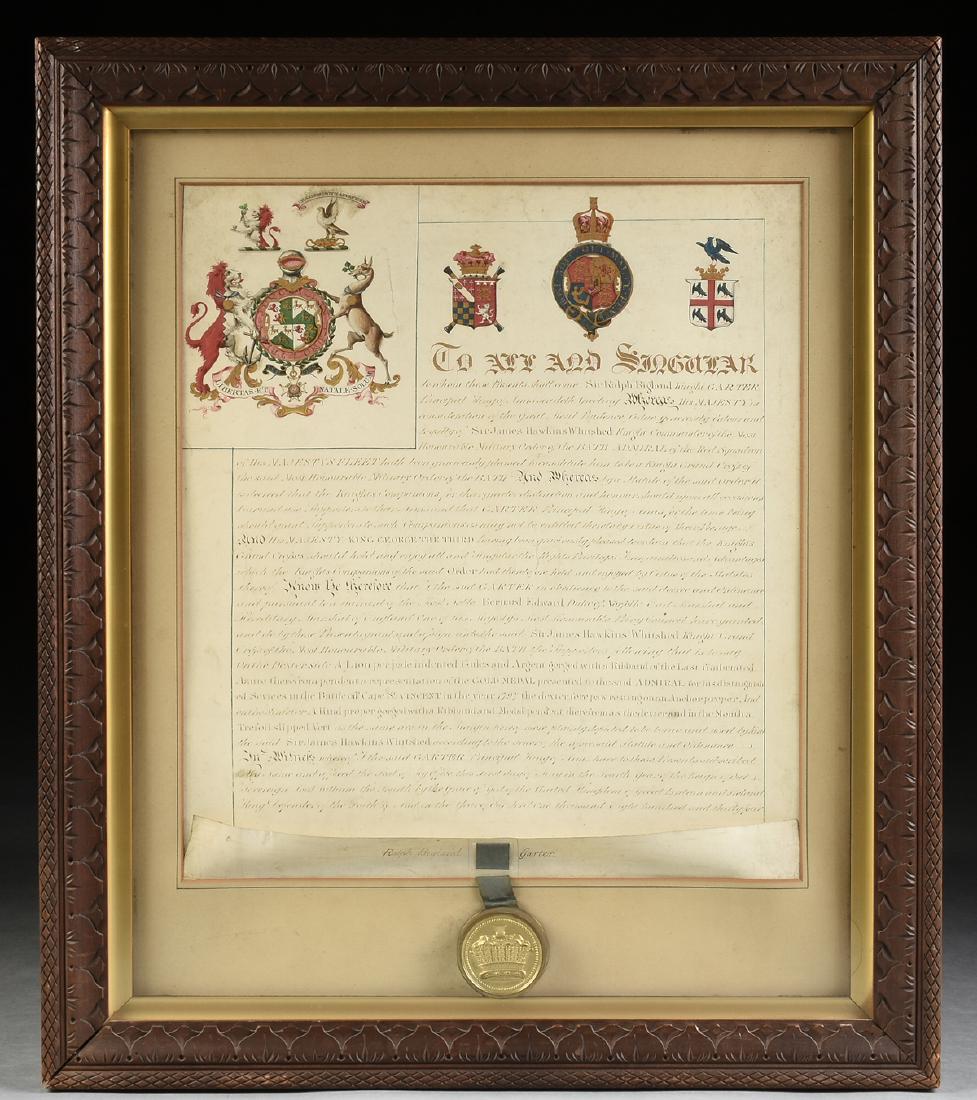 AN ANTIQUE DOCUMENT, APPOINTMENT OF SIR JAMES HAWKINS (1 of 7)