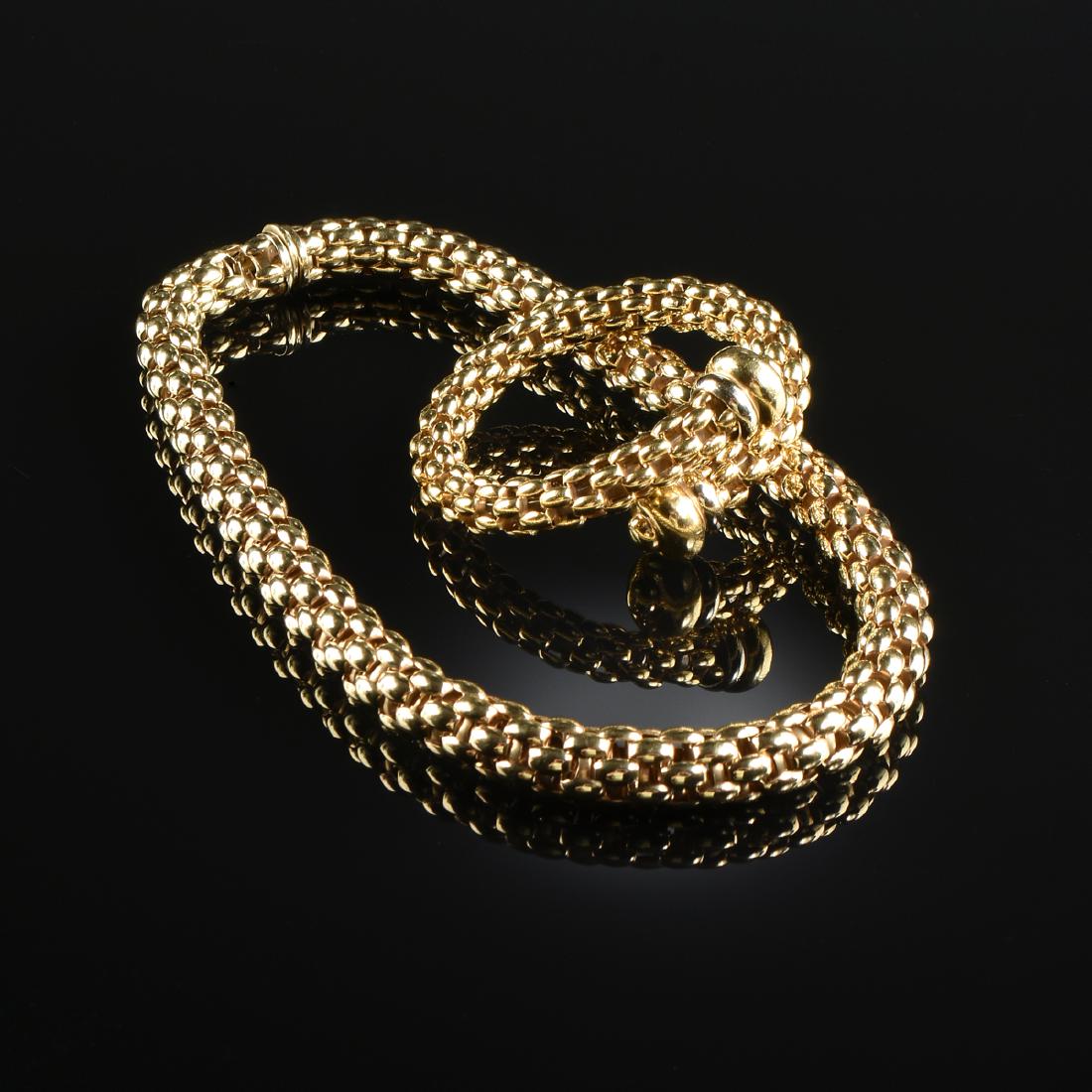 AN ITALIAN 14K YELLOW GOLD LADY'S NECKLACE AND BANGLE (1 of 5)