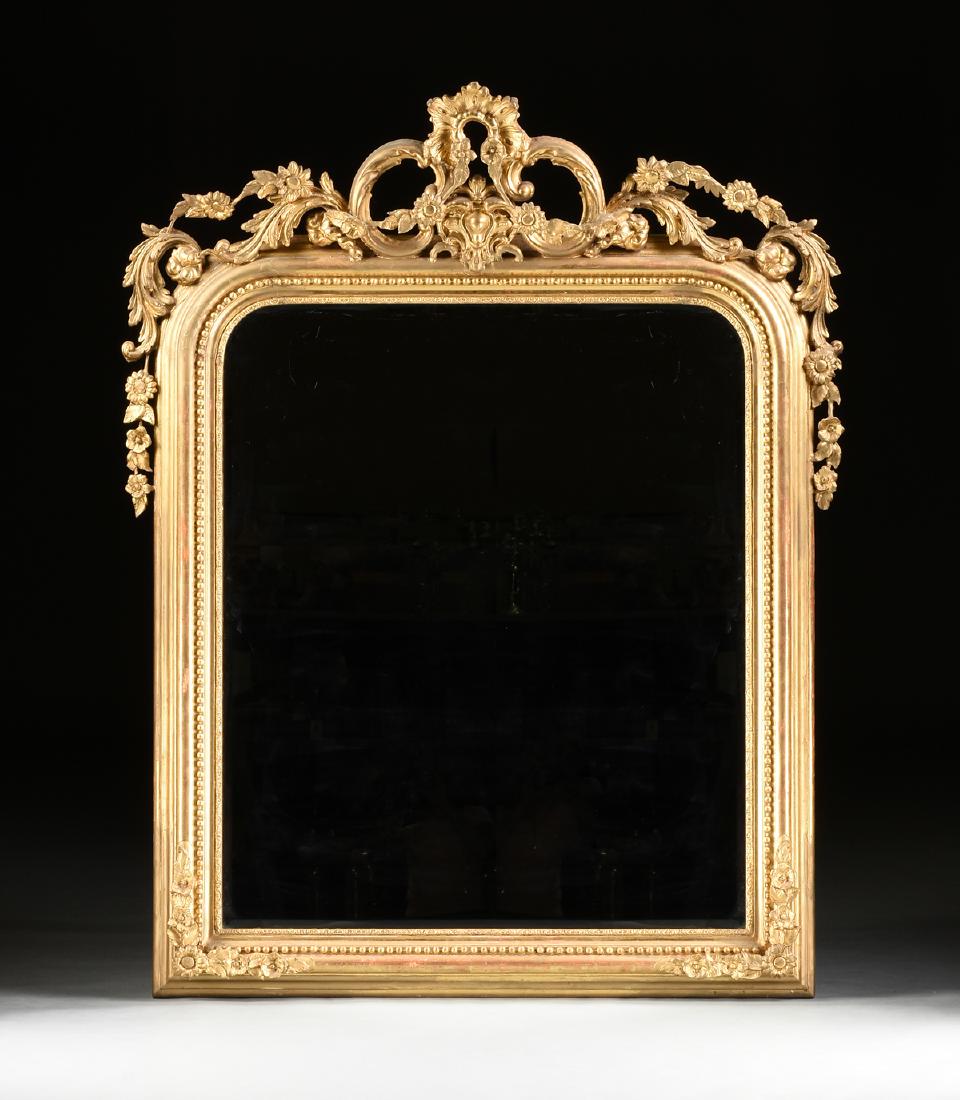 A LOUIS PHILIPPE STYLE GILTWOOD AND GESSO MIRROR, (1 of 5)