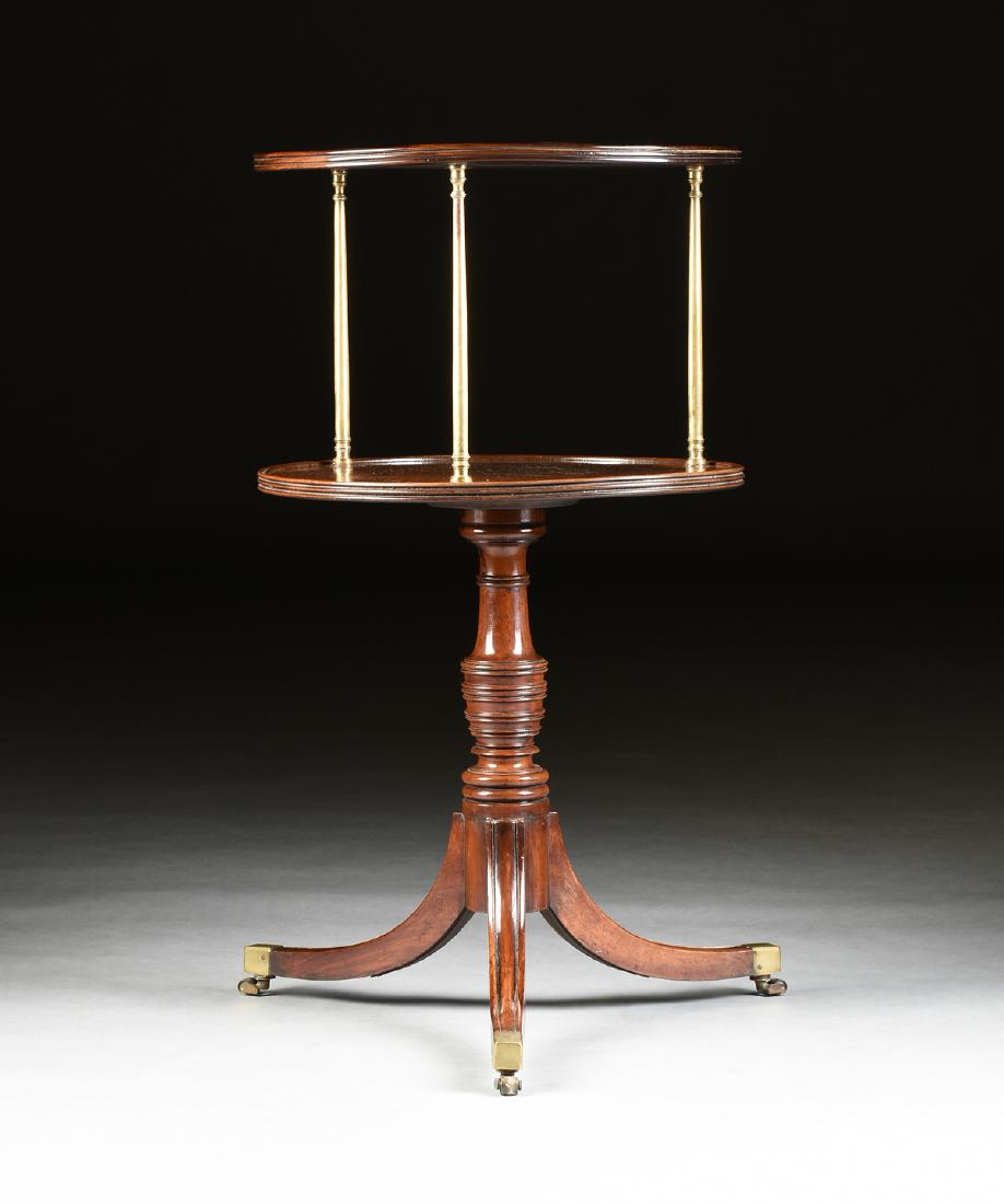 A GEORGE III STYLE MAHOGANY AND BRASS TWO-TIER (1 of 7)