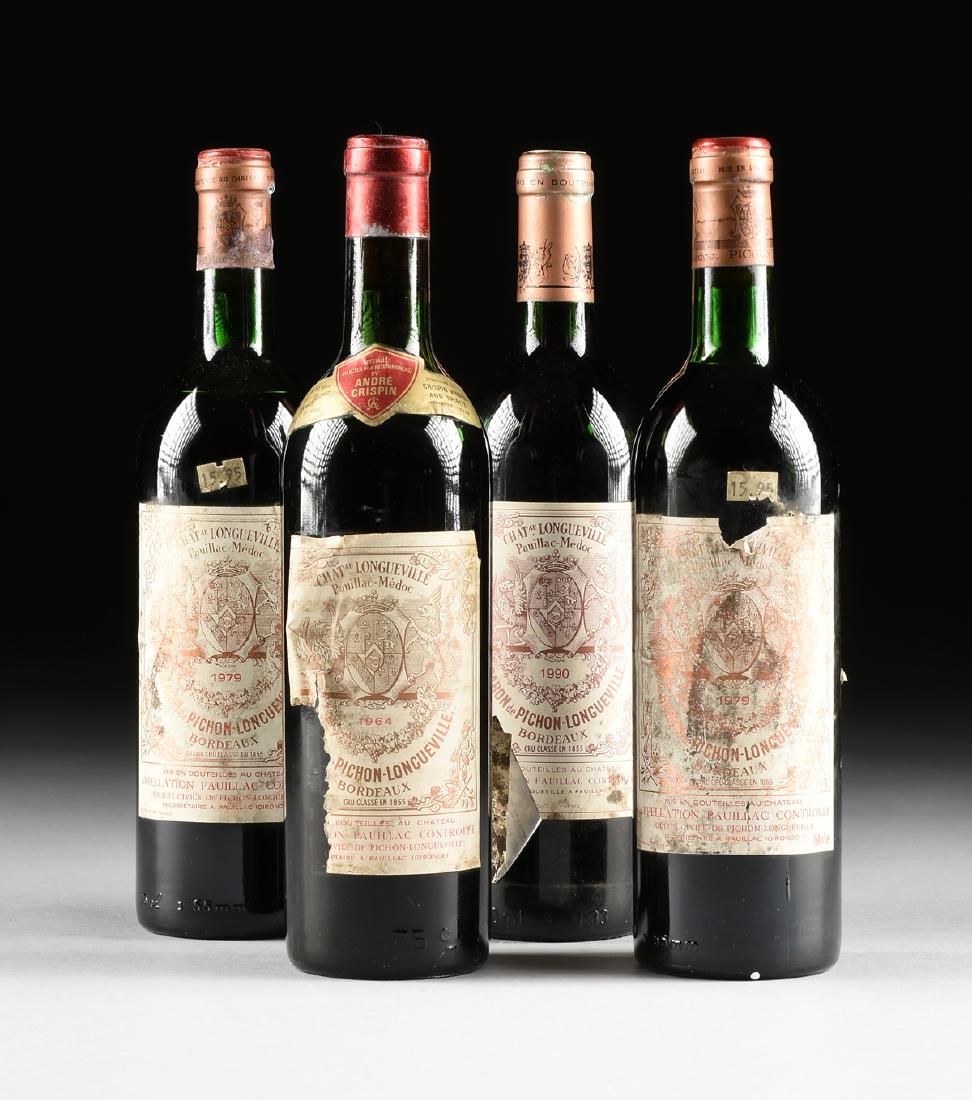 A GROUP OF FOUR VINTAGE BOTTLES OF CHÂTEAU PICHON: A GROUP OF FOUR VINTAGE BOTTLES OF CHÂTEAU PICHON LONGUEVILLE BARON WINE, 2ÊME GRAND CRU CLASSÊ, BORDEAUX, FRANCE, comprising one 1694, two 1979 and one 1990. All bottles 750ml.