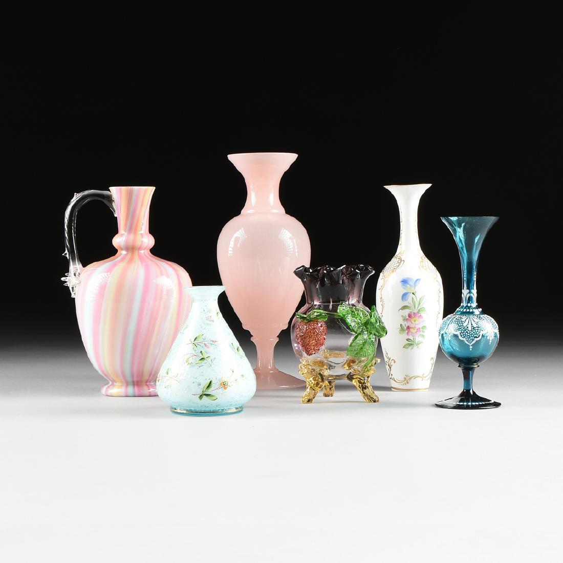 A GROUP OF SIX ENGLISH AND BOHEMIAN GLASS VASES, CIRCA (1 of 20)
