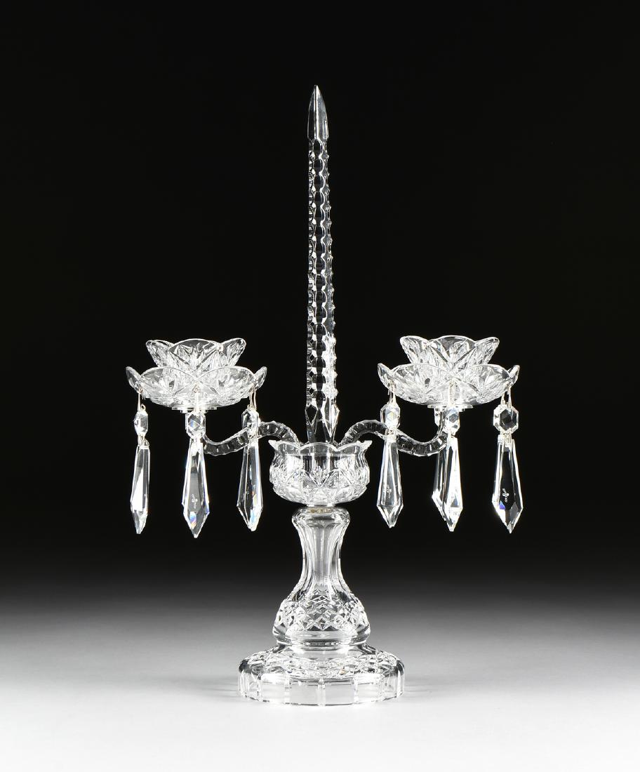 A WATERFORD CUT CRYSTAL AND SILVERED METAL TWO-LIGHT (1 of 13)