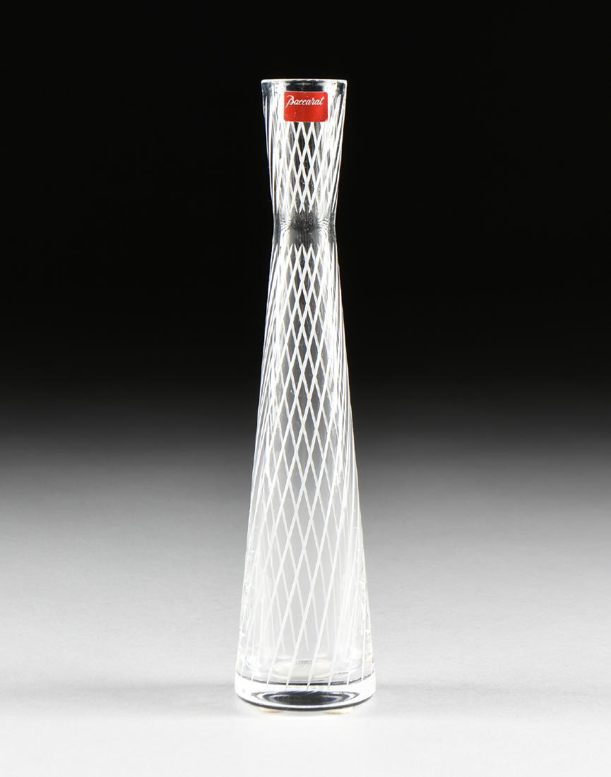 A CASED BACCARAT CUT CRYSTAL BUD VASE IN THE "PASSION" (1 of 6)