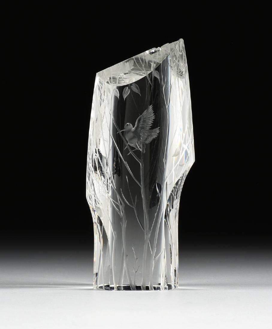 JAMES HOUSTON (CANADIAN 1921-2005) A LIMITED EDITION: JAMES HOUSTON (CANADIAN 1921-2005) A LIMITED EDITION CUT AND ENGRAVED CLEAR CRYSTAL SCULPTURE: "WOODCOCK," MODEL 131, FOR STEUBEN GLASSWORKS, CORNING, NEW YORK, DESIGNED 1974, the solid crystal block 