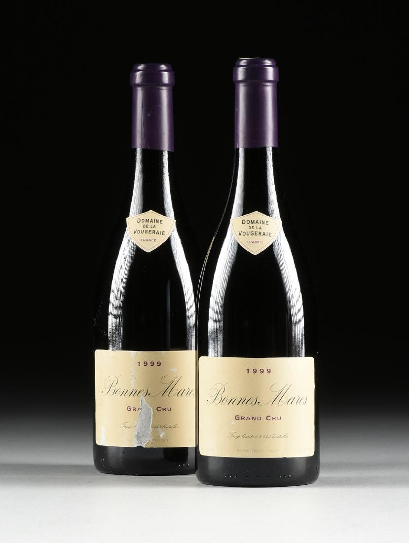 TWO BOTTLES OF 1999 BONNES MARES GRAND CRU, DE LA: TWO BOTTLES OF 1999 BONNES MARES GRAND CRU, DE LA VOUGERAIE, FRANCE, 750ml bottles.