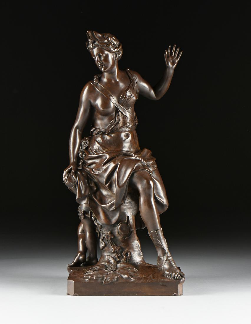 after ANTOINE COYSEVOX (French 1640-1720) A BRONZE: after ANTOINE COYSEVOX (French 1640-1720) A BRONZE "Allégorie du Printemps," signed, "A. Coyzevox," and dated 1710 in bronze, impressed "F. Barbedienne Fondeur," with "Reduction Mechanique, A. Collas