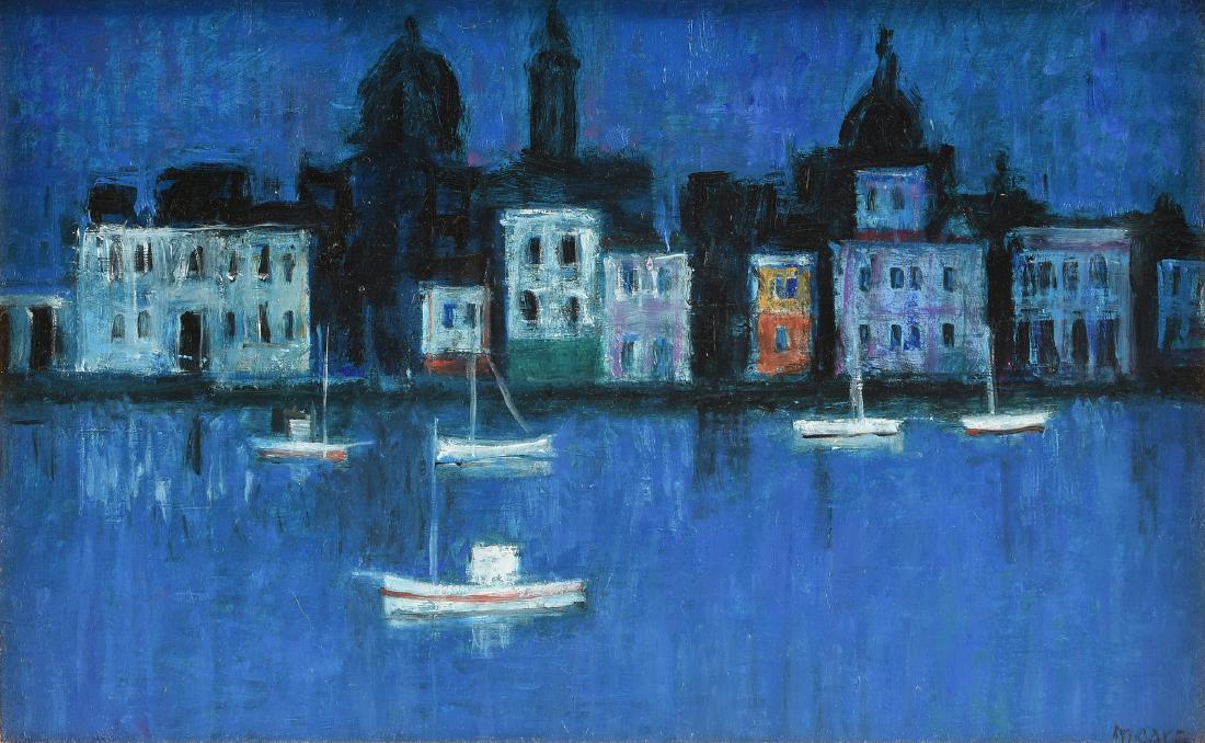 HERBERT RICHARD MEARS (American/Texas 1923-1999) A: HERBERT RICHARD MEARS (American/Texas 1923-1999) A PAINTING, "Venetian Canal," oil on pressed board, signed L/R, "Mears." 7.25" x 11.50"