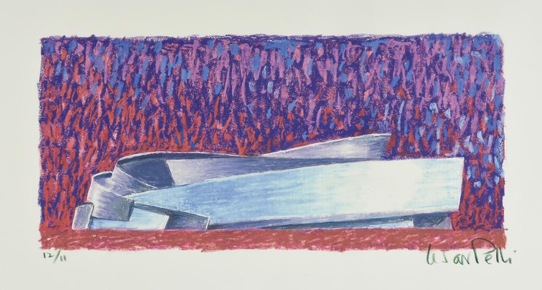 CÉSAR PELLI (Argentinian/American b. 1926) A PRINT,: CÉSAR PELLI (Argentinian/American b. 1926) A PRINT, "Architectural Rendering," color lithograph, signed L/R in green, numbered 12/11 L/L. 7" x 15.50"